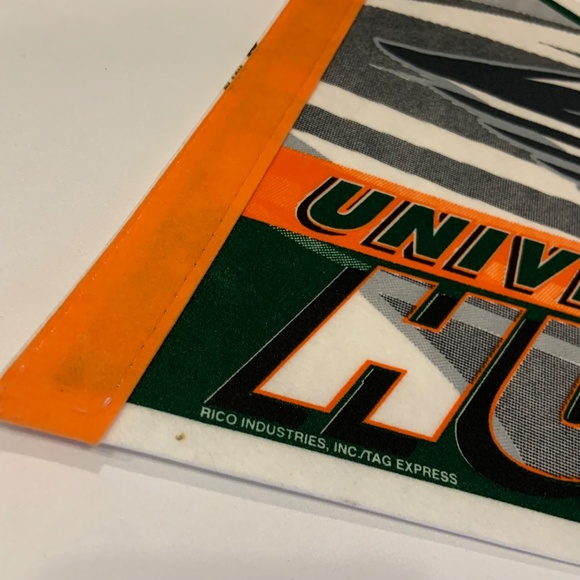 Vintage Tag Express University of Miami Hurricanes Logo 30" Pennant Flag - Picture 7 of 10
